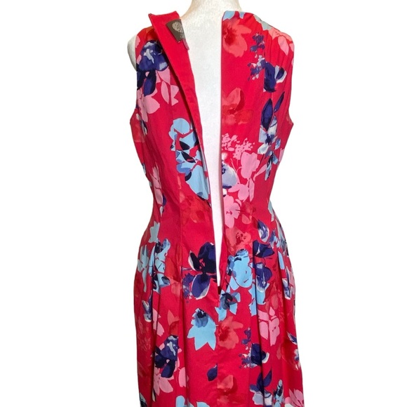 VINCE CAMUTO women's 12 floral pink sleeveless fit & flare party summer dress - Picture 7 of 10